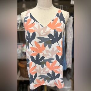 LOFT Outlet Blue and White Fitted Sleeveless Camisole